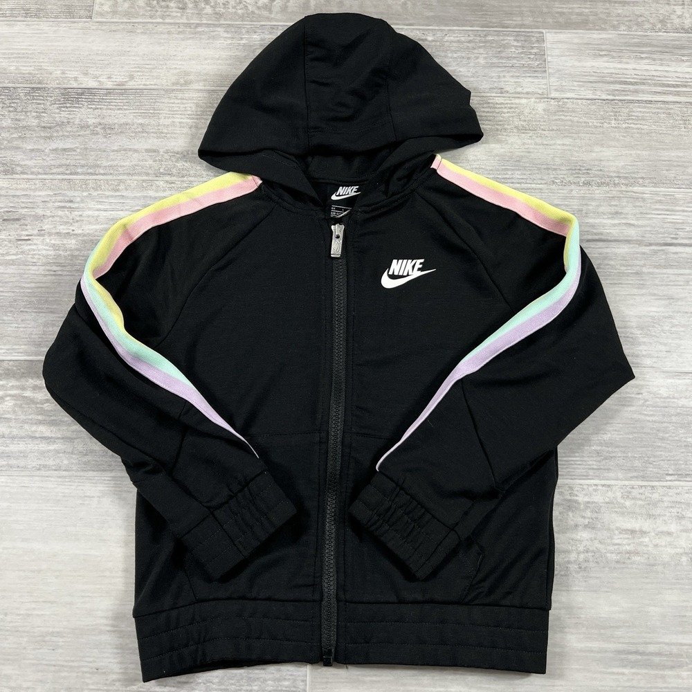 Nike Girls Rainbow Tape Full Zip Jacket ONLY‎ Black Size 6X NWOT